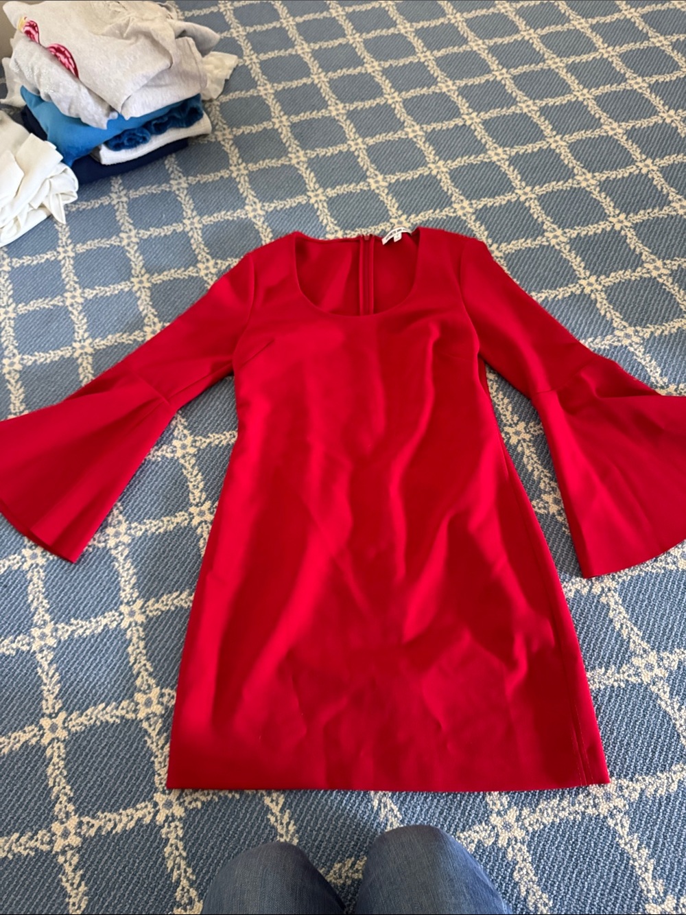 Elizabeth and James Red Bell-Sleeve Mini Dress